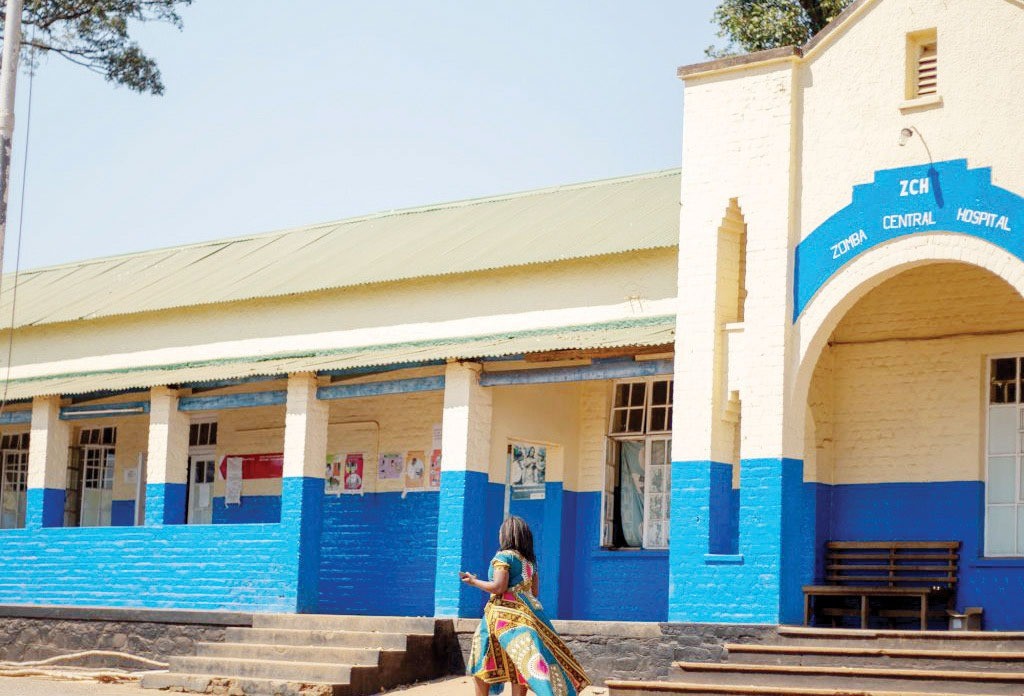 Zomba Central Hospital building with blue accents